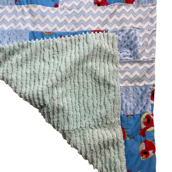 Handmade Unisex Baby Quilted Crib Blanket Elmo u Hand Stitched Patchwork Chenill - Picture 5 of 5